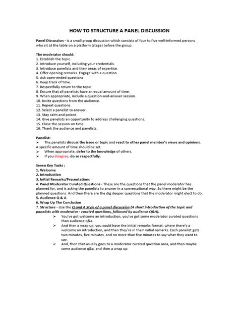 Image result for Panel Discussion Structure