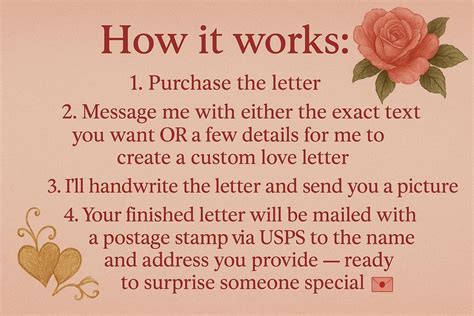 Personalized Handwritten Love Letter - Sent Anonymously - Etsy