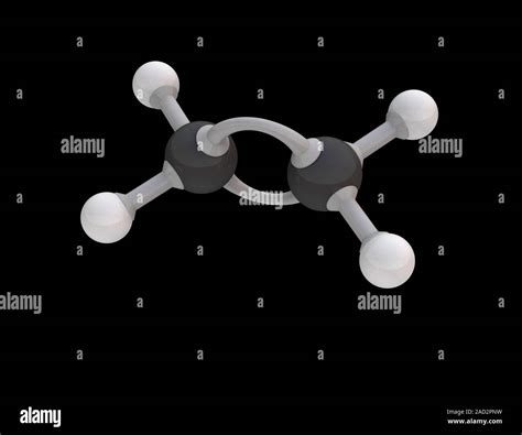 Ethene molecule. Computer model showing the structure of a molecule of ...