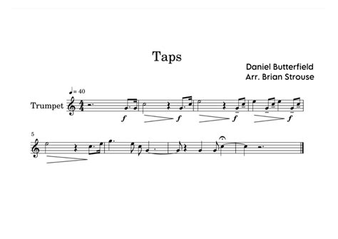 Taps (arr. Brian Strouse) by Daniel Butterfield Sheet Music for Trumpet ...