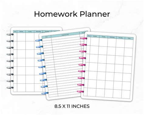 Printable Homework Planner, Assignment Tracker Printable, Weekly ...