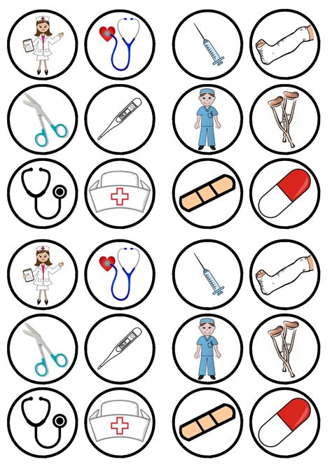 24 Nurses Doctors Hospital Precut Edible Cupcake Toppers Wafer Card ...