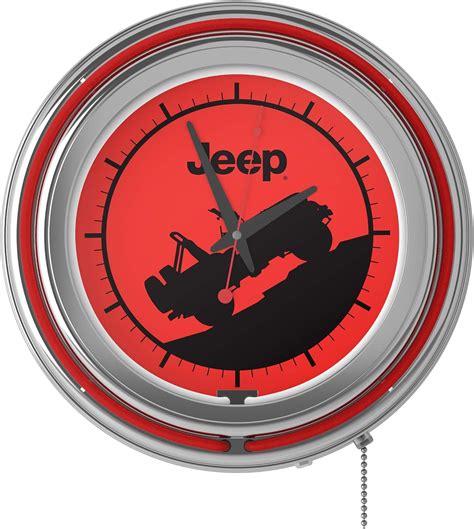 Buy Trademark Global Neon Wall Clock-Jeep Red Silhouette Double Rung ...