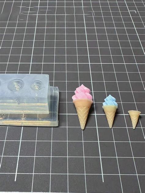 Miniature Food Toy Ice Cream Cone Cream Squeezy Silicone Mold, DIY ...
