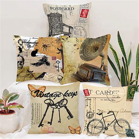 Buy STITCHNEST Set of 5 Jute Cushion Covers – 12x12 Inches – Vintage ...