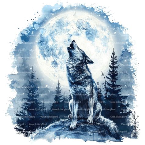 Wolf Howling At Full Moon Clip Art Wolf Howling To Full Moon Stock