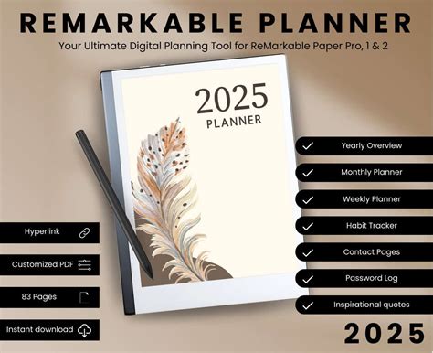 Remarkable Paper Pro Yearly Planner for 2025 / Digital Planner for ...
