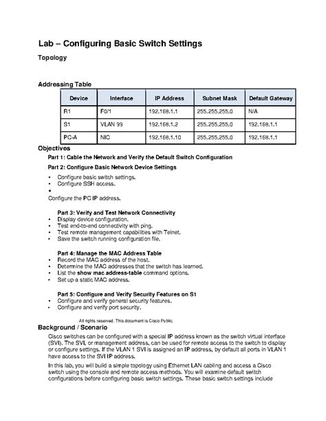 Image result for Lab 1 Configuring Basic Switch Setting
