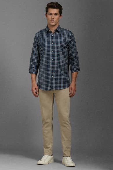 Buy Men Navy Check Full Sleeves Casual Shirt Online - 39960814 | Louis ...