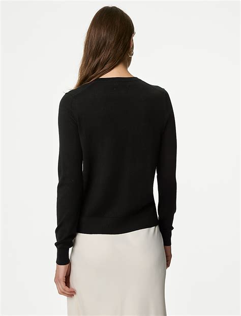 Buy Pure Merino Wool Crew Neck Cardigan at Marks & Spencer