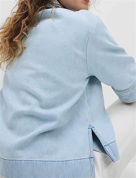 Buy Lyocell Denim Oversized Crop Shirt at Marks & Spencer