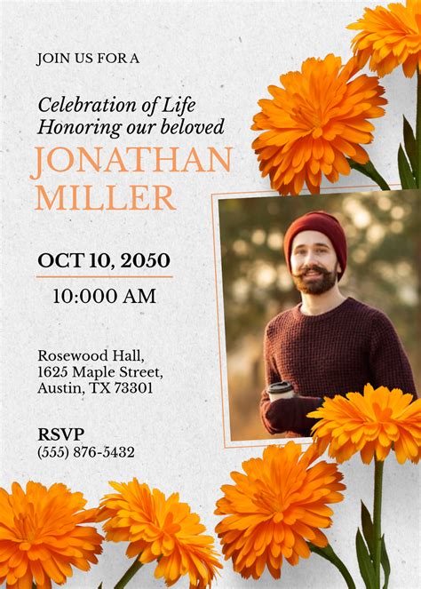 Free Background Ceremony Celebration of Life Invitation Template to ...
