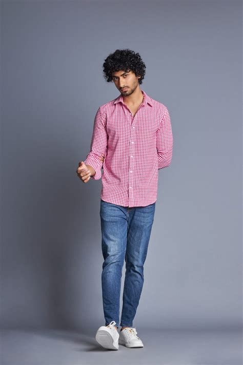 Old School- Pink and White Shirt for Men - Rareweave