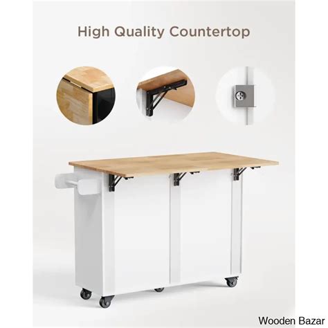 Solid Wood Kitchen Island Kitchen trolley cart cabinet kitchen island ...