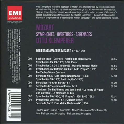 Otto Klemperer - Mozart: Symphonies, Overtures, Serenades (8CD box) на ...