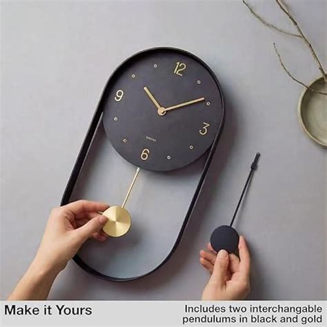 Driini Modern Pendulum Wall Clock - Black and Gold India | Ubuy