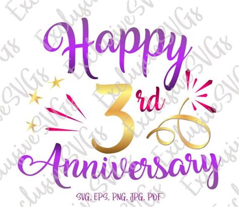 Happy 3rd Anniversary SVG Files for Cricut Leather Wedding | Etsy
