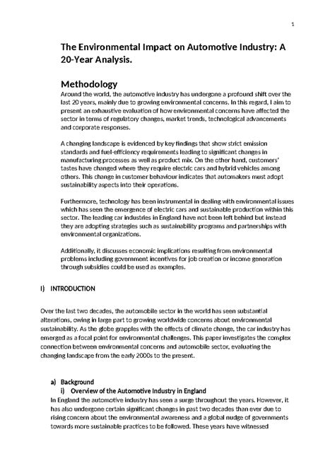 The Environmental Impact on Automotive Industry - Methodology Around ...