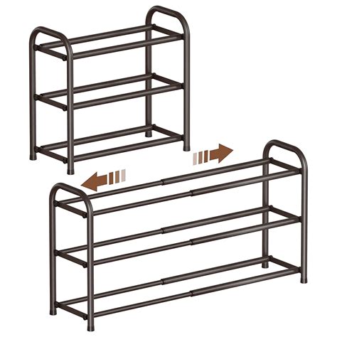 3-Tier Expandable Shoe Rack,Adjustable Shoe Shelf Storage Organizer ...