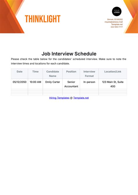 Interview Schedule Template 的图像结果