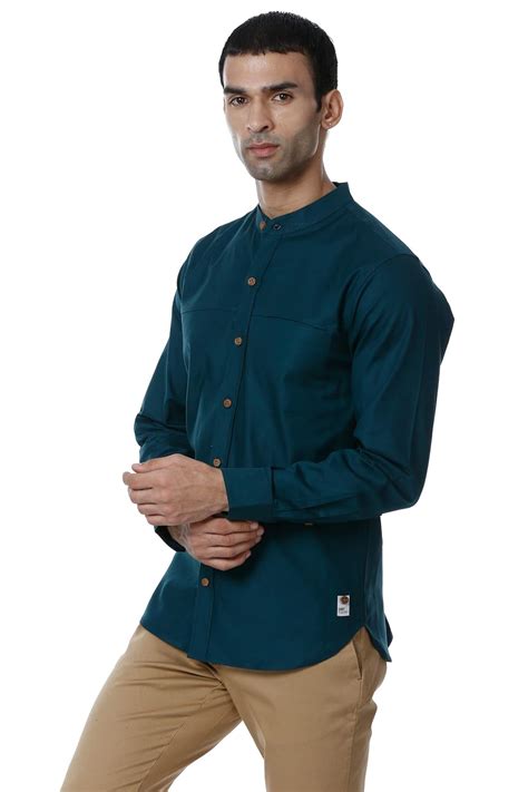 SHIRT THEORY Solid Blush Green Cotton Full Sleeves Casual Shirts for ...