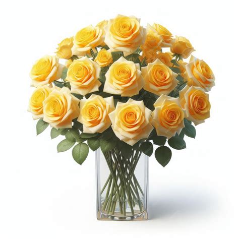 Premium Photo | Yellow Roses in a Vase Isolated on White Background
