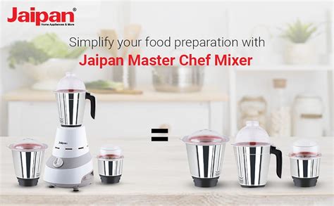 Buy Jaipan Master Chef 750 Watts Mixer Grinder | 3 Stainless Steel ...
