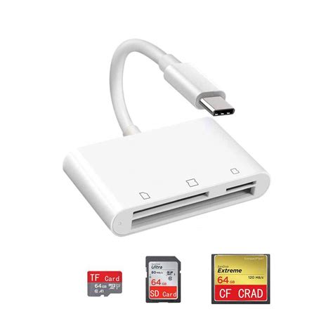 lesgos USB C to SD CF TF Card Reader, 3 in 1 USB C Memory Card Reader ...