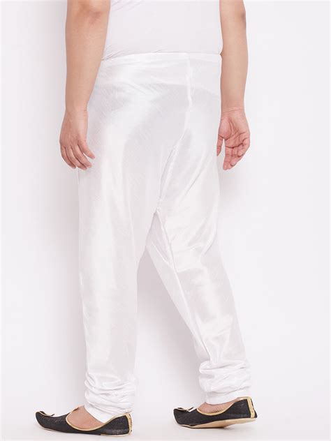 Men's Plus Size White Cotton Silk Blend Churidar – vastramay
