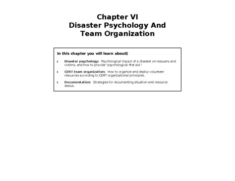 CERT PH Chapter 6: Disaster Psychology & Team Organization Insights ...