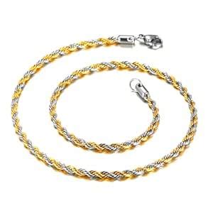 Peora Gold & Silver Plated Stainless Steel Rope Chain Stylish Fashion ...