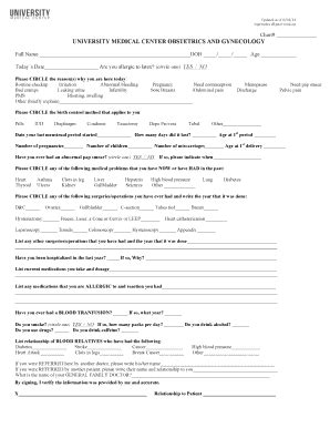 Fillable Online umc ua Chart UNIVERSITY MEDICAL CENTER OBSTETRICS AND ...