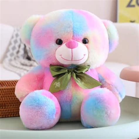 Storio Toy Cute Rainbow Colored Huggable Teddy Bear | 30 cm | Plushie