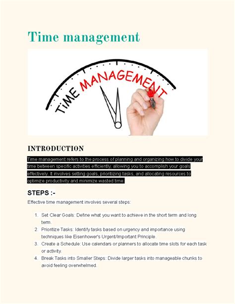 Time management - Time management INTRODUCTION Time management refers ...
