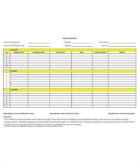 Image result for Example of Hand Over Document