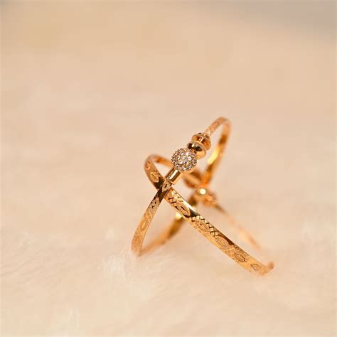 Kaakan Swad – Gold-Plated Designer CZ Bangle – Shrisakhi.com