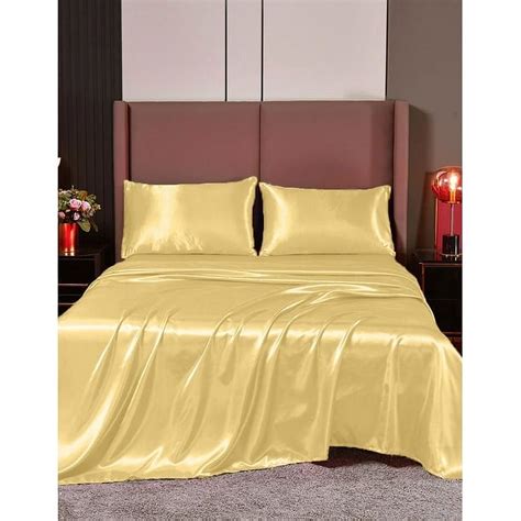 Cloud Fino Silk Satin Sheet Set- 6 Piece Sheet Set- King Size Sheet Set ...