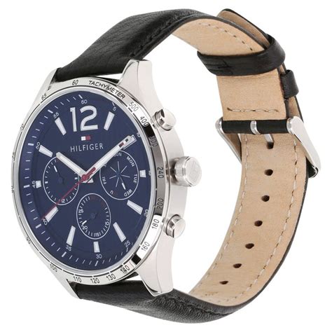 Buy Online Tommy Hilfiger Quartz Multifunction Blue Dial Leather Strap ...