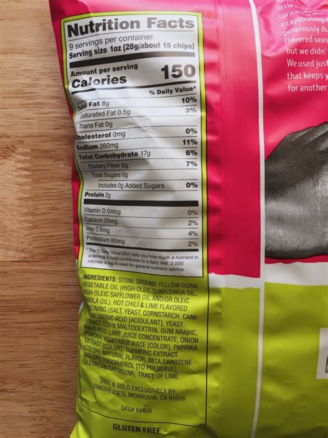 Trader Joes Takis Nutrition Facts - Free Printable Nutrition Facts