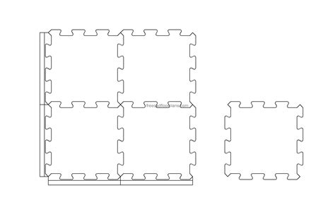 Rubber Flooring Tile Puzzle - Free CAD Drawings