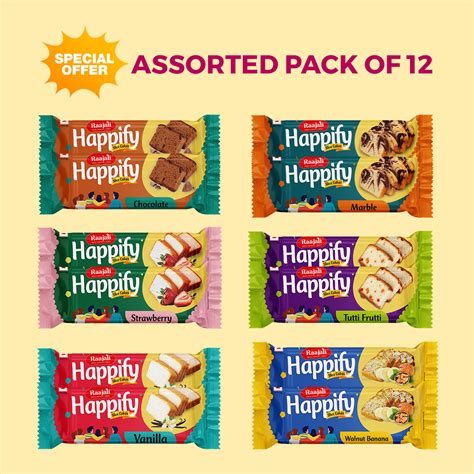 RAAJALI - ASSORTED HAPPIFY SLICED CAKES (50G PER PACK)- PACK OF 12 ...