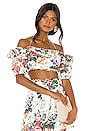 Zimmermann Allia Pintuck Off Shoulder Top in White Floral | REVOLVE