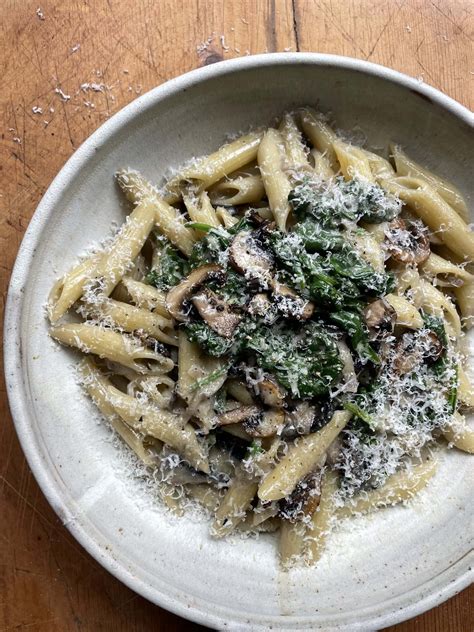 Creamy Mushroom and Spinach Pasta - Desert Island Dishes