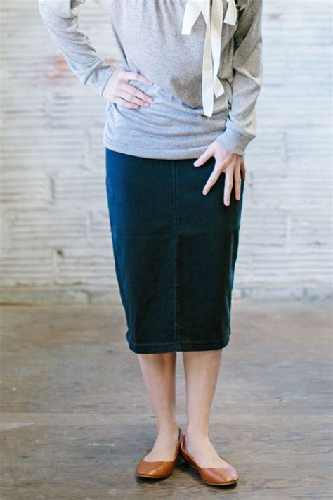 Lounge-N-Black Denim Skirt | Below Knee Length Jean Skirt | Knee length ...