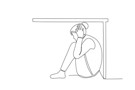 A woman sat hiding in fear 27684013 Vector Art at Vecteezy