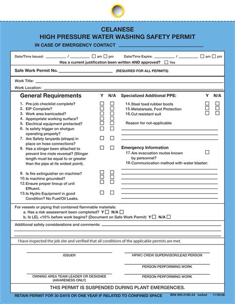 Image result for Safe Work Permit Examples