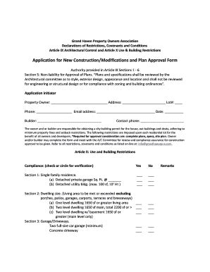 Fillable Online Application for New Construction/Modifications and Plan ...