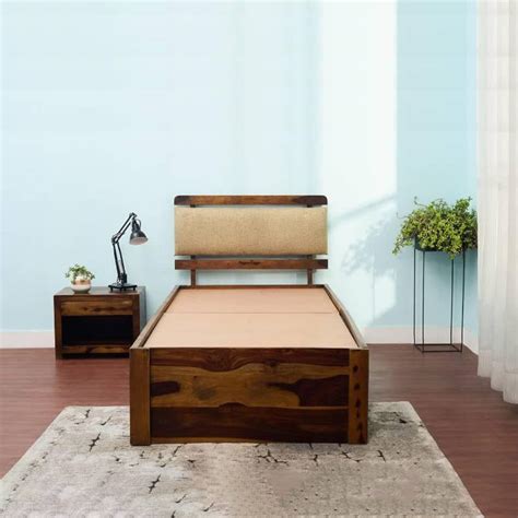Zior Belle Sheesham Wood Single Bed And Table |Solid Wooden Bedroom ...