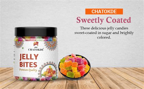 CHATOKDE Tasty Sugar Coated Jelly Candy Bites , 400g [JAR Pack ...