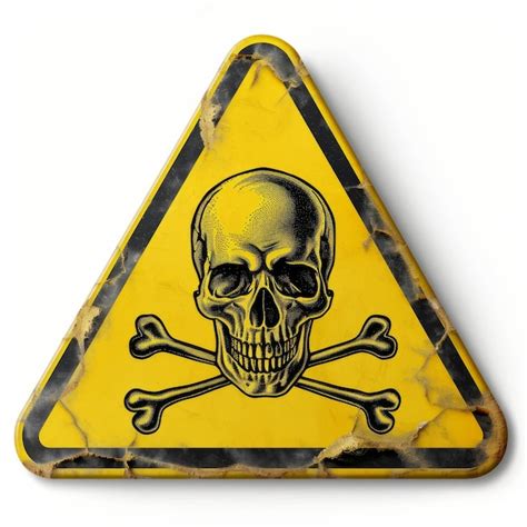 Yellow triangle warning sign with a skull crossbones generative ai ...